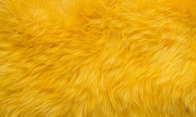 Fototapeta premium Top view on stylish 2025 year fur textured in lemon yellow colour. Soft yellow fur with fluffy texture and natural wave patterns. Perfect for fashion, upholstery, textile or creative background design