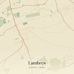 Naklejka premium Vintage map of Lambres, France.