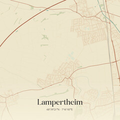 Obraz premium Vintage map of Lampertheim, France.