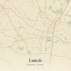 Obraz premium Vintage map of Lancié, France.