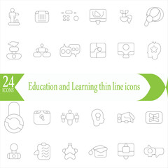  Education and Learning thin line icons set. Education, School, Learning editable stroke icons. Vector illustration