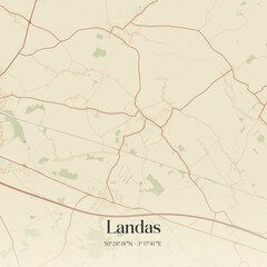 Fototapeta premium Vintage map of Landas, France.