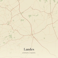 Obraz premium Vintage map of Landes, France.