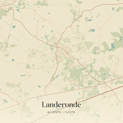 Fototapeta premium Vintage map of Landeronde, France.