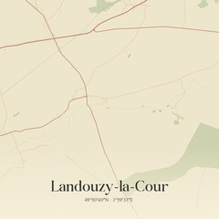 Obraz premium Vintage map of Landouzy-la-Cour, France.