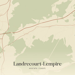 Fototapeta premium Vintage map of Landrecourt-Lempire, France.