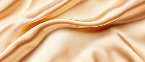 Obraz premium Close-up of elegant, flowing, champagne-colored silk fabric with soft, smooth texture and subtle waves.