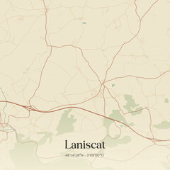 Obraz premium Vintage map of Laniscat, France.