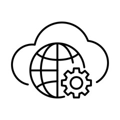 Secure Global Cloud Access Icon – Worldwide Cloud Security and Connectivity - Vector Editable Stroke Line icon
