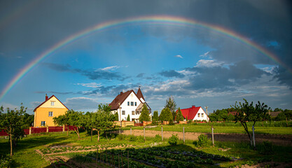 rainbow over the village