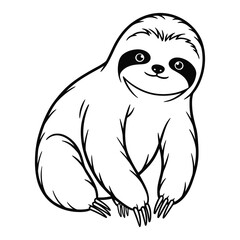 Sloths animal line art silhouette vector illustration, white background.