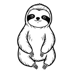 Sloths animal line art silhouette vector illustration.