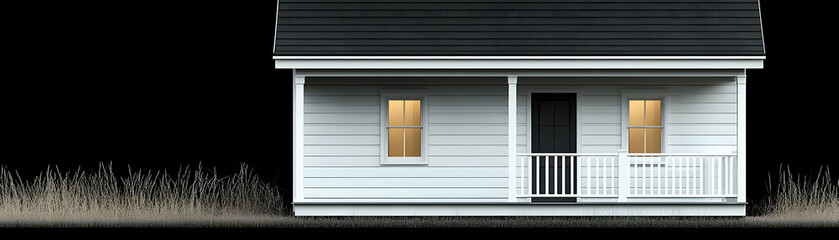 Fototapeta premium Nightfall Cottage 3D Render