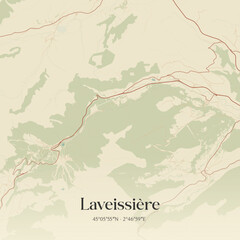Obraz premium Vintage map of Laveissière, France.