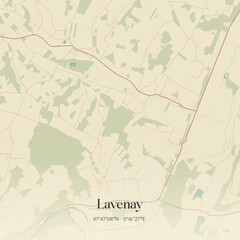 Fototapeta premium Vintage map of Lavenay, France.