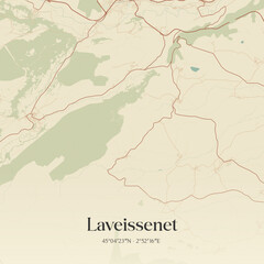 Fototapeta premium Vintage map of Laveissenet, France.