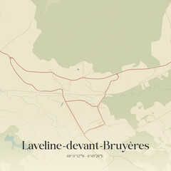 Fototapeta premium Vintage map of Laveline-devant-Bruyères, France.