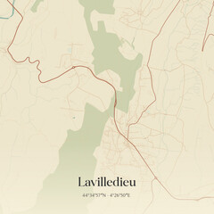 Naklejka premium Vintage map of Lavilledieu, France.