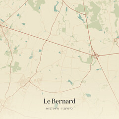 Fototapeta premium Vintage map of Le Bernard, France.
