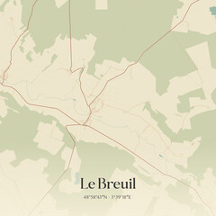 Obraz premium Vintage map of Le Breuil, France.
