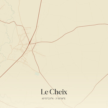 Vintage map of Le Cheix, France.