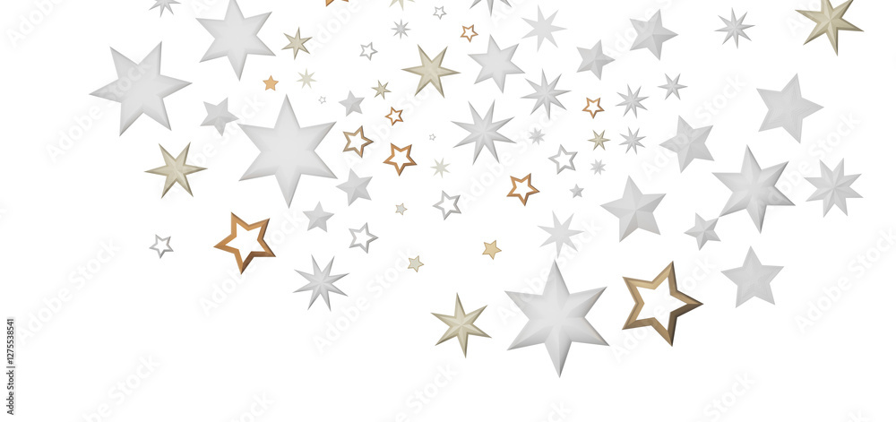 Aufkleber Abstract background with multiple stars in different sizes and colors on a black background.