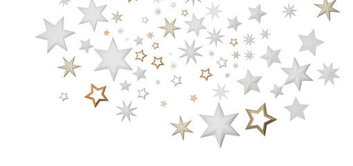 Abstract background with multiple stars in different sizes and colors on a black background.