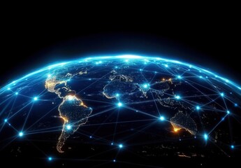Obraz premium Planet Earth with glowing connections, global network concept