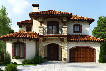 Mediterranean House 3D Illustration