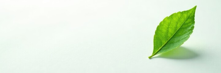 Obraz premium Green leaf isolated on a white background with subtle texture, herb, nature