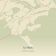 Obraz premium Vintage map of Le Meix, France.
