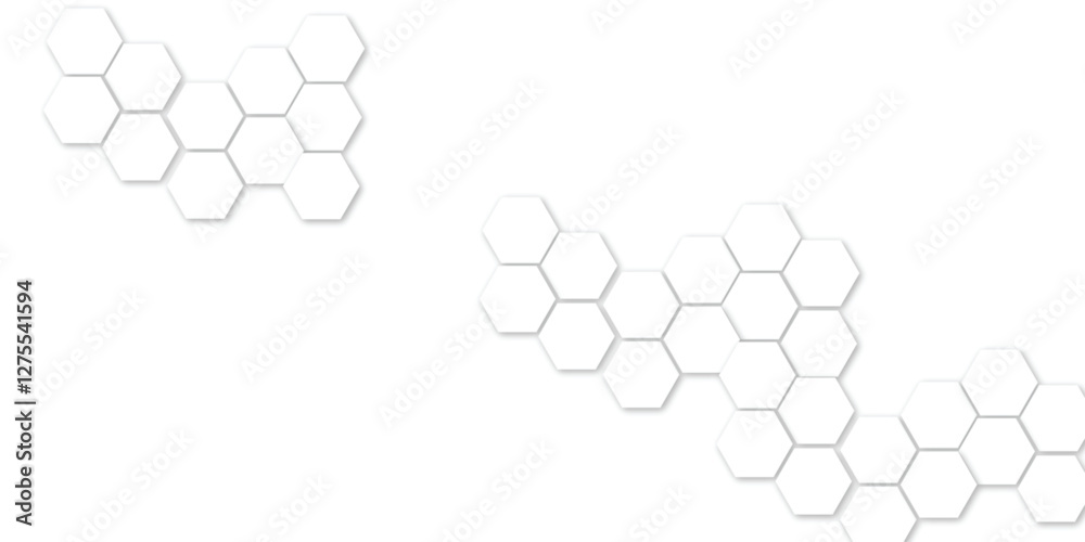 Wall mural abstract white soft hexagon concept design abstract technology background vector. white 3d futuristi