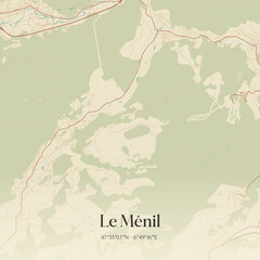Fototapeta premium Vintage map of Le Ménil, France.