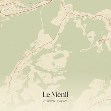 Vintage map of Le M&eacute;nil, France.