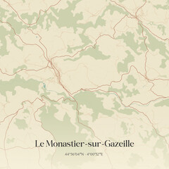 Obraz premium Vintage map of Le Monastier-sur-Gazeille, France.