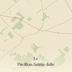 Fototapeta premium Vintage map of Le Pavillon-Sainte-Julie, France.