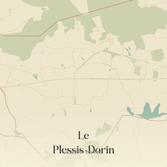 Obraz premium Vintage map of Le Plessis-Dorin, France.