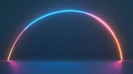Neon Arc Light Reflecting On Dark Water Surface