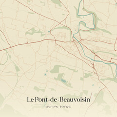 Obraz premium Vintage map of Le Pont-de-Beauvoisin, France.