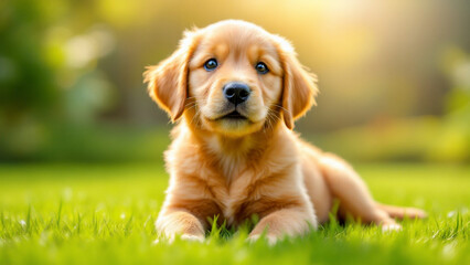 Golden Retriever Puppy Basking in Warm Sunlight