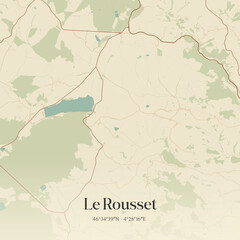 Fototapeta premium Vintage map of Le Rousset, France.