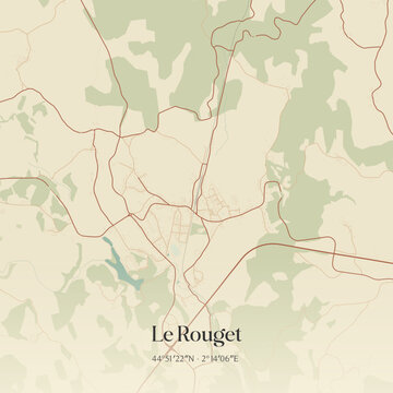 Vintage map of Le Rouget, France.