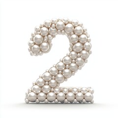 Obraz premium Number 2 made of elegant white pearls with a lustrous shine isolated on a clean white background