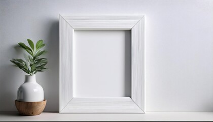 Striking 3D Rendering of a Vintage White Framed Canvas Against a Crisp White Background A Timeless Elegance in Modern Art