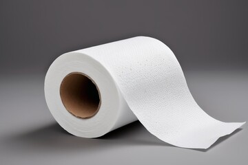 a close up of a roll of toilet paper on a gray surface