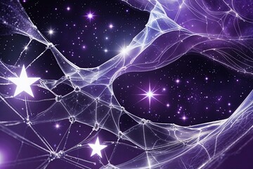 Cosmic Web Design with Bright Stars and Luminous Spacetime in Deep Purple and Silver