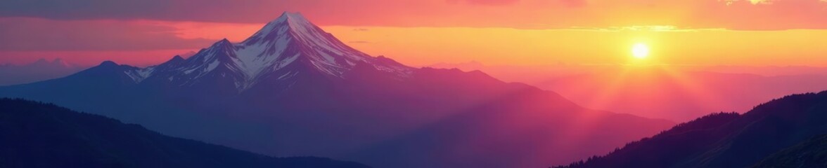 Fototapeta premium majestic mountain range illuminated by warm sunset light, scenery, serene, range