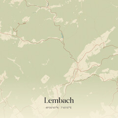 Obraz premium Vintage map of Lembach, France.