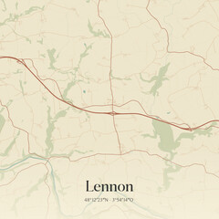 Vintage map of Lennon, France.