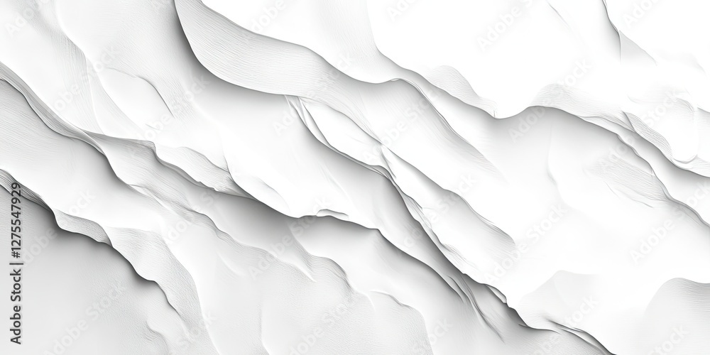 Leinwandbilder Abstract white paper design featuring layered texture with smooth curves and creases in a soft white color, creating a serene background atmosphere.